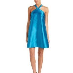 Belle Badgley Mischka Blue Halter Dress